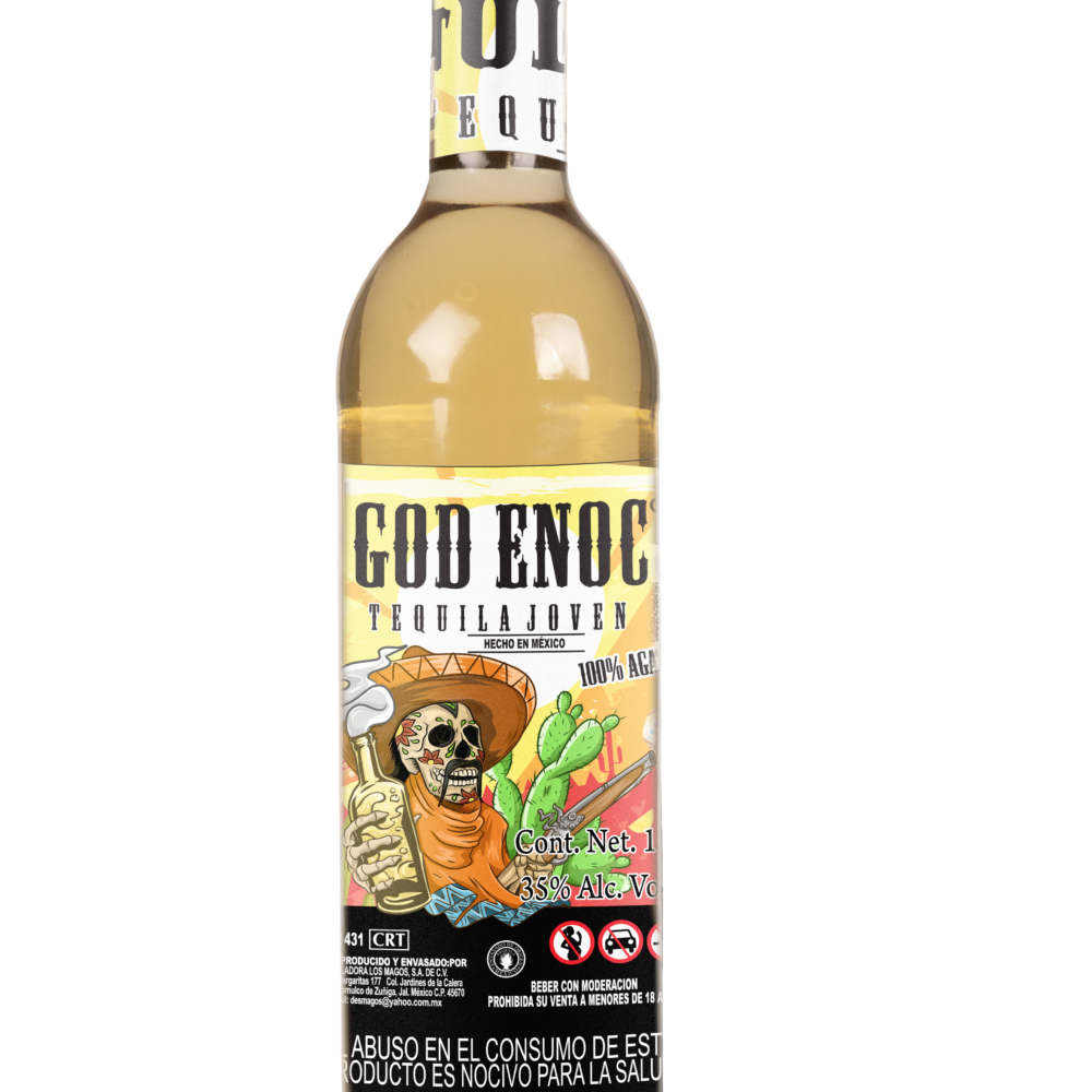 God Enoc Tequila Joven con néctar de Agave (1 L) (Etiqueta Calavera)