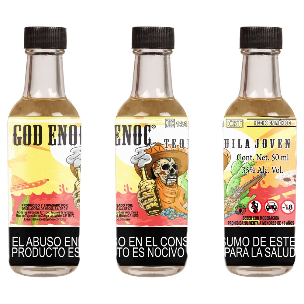 God Enoc Tequila Joven con néctar de Agave (50ml) (Etiqueta Calavera)