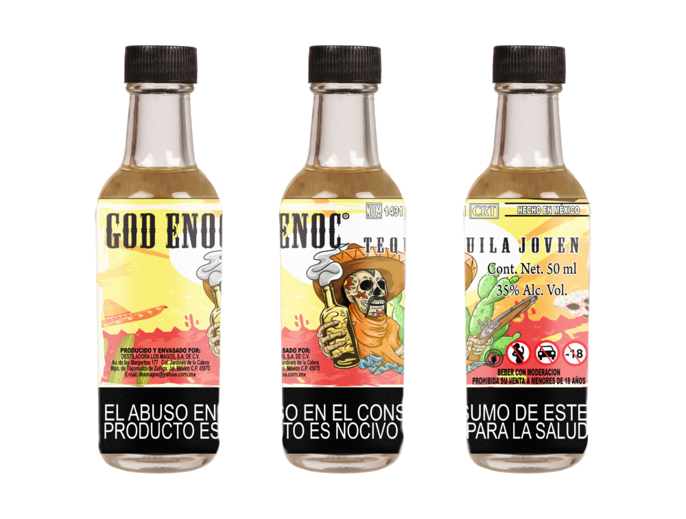 God Enoc Tequila Joven con néctar de Agave (50ml) (Etiqueta Calavera)