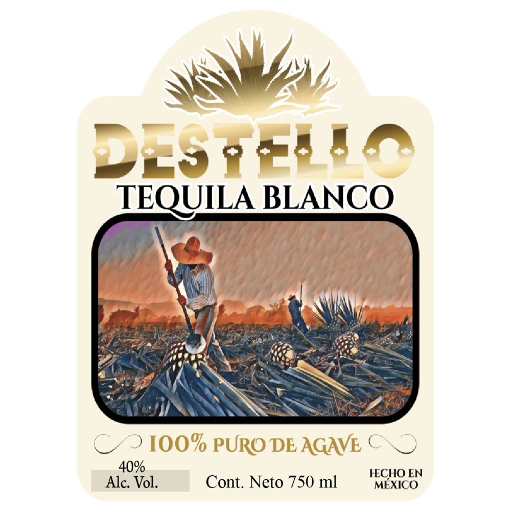 Tequila Destello Etiqueta con Jimador Blanco