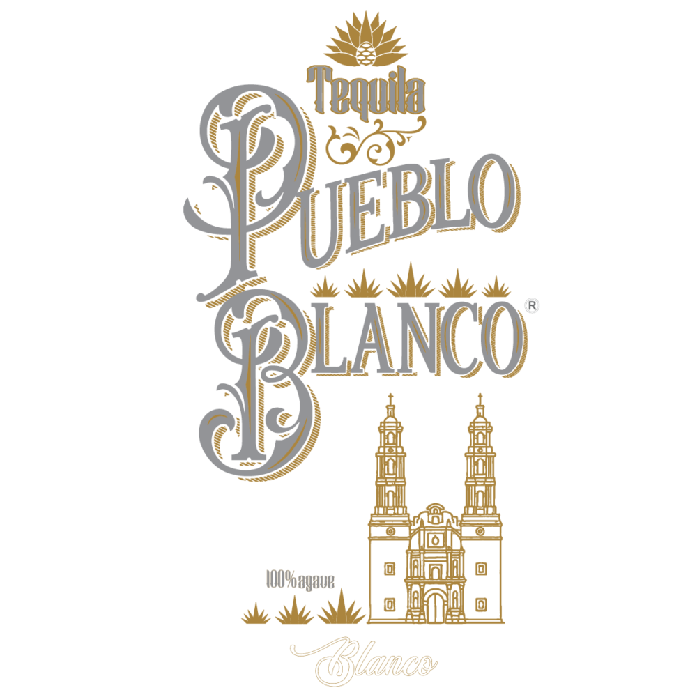 Tequila Pueblo Blanco Etiqueta con Catedral Blanco